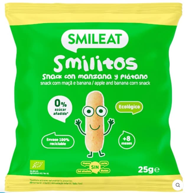 SMILEAT ORGANIC Snack de Manzana y Banano (25g)